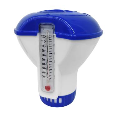 Imagem de Flutuador de comprimidos cloro para piscina e spa com anel controle ajustável termômetro integrado design em plástico entrega equilibrada pronto uso