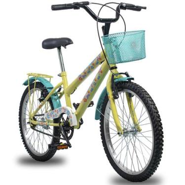 Imagem de Bicicleta Aro 20 South Flower infantil Feminino Paralama e Cesto, Bege