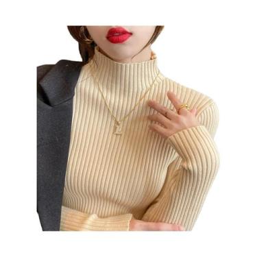 Imagem de Suéter Feminino De Tricô Manga Longa Slim Fit Outono Inverno Pulôver B