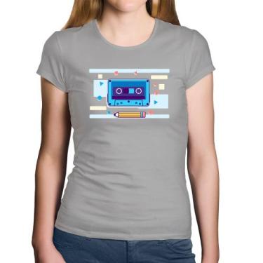 Imagem de Baby Look Algodão Fita Cassete - Foca na Moda, Cinza, M