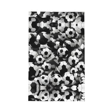 Imagem de XLLingL Toalhas de cozinha de waffle com estampa de bola de futebol preto e branco, panos de prato de microfibra, para decoração e limpeza de cozinha - 1 peça