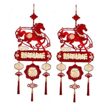 Imagem de predolo 2x Decorações de Ano Chinês 2026 Cavalo Lunar Decorativo Enfeite Chinês de Ano para Pendurar na Porta da Frente da Casa