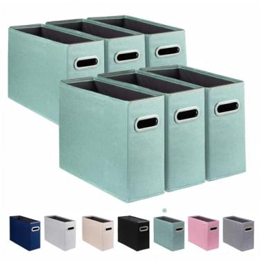 Imagem de ComfortKeeper Pacote com 6 caixas de armazenamento de arquivos tamanho carta, dobrável, organizador de pastas de arquivos de tecido, suporte portátil de documentos de escritório com alça de metal