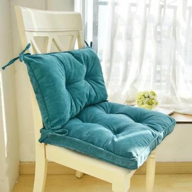 Imagem de Almofada lombar macia e espessa para cadeira, almofada premium tufada para encosto e assento, conjunto de almofadas antiderrapantes para encosto (parte superior e inferior) com amarras.