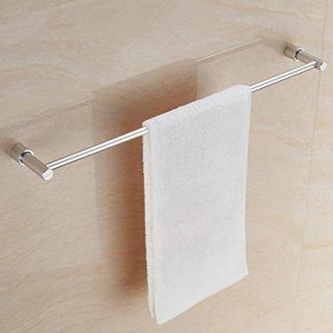 Imagem de CGKs6anmU Toalheiro de prateleira de banheiro barra de toalha montada na parede rack cromado acessório de banheiro redondo trilho de toalha de alumínio (tamanho: 800 mm) (600 mm)