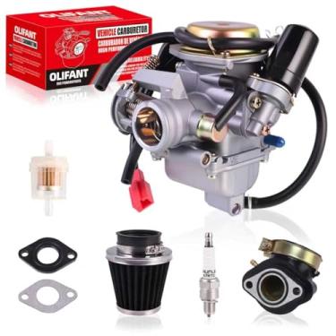 Imagem de Carburador para GY6 150cc 125cc scooter ciclomotor 24 mm PD24J Carb 152QMI 157QMJ motores de 4 tempos, estrangulador elétrico com filtro de ar