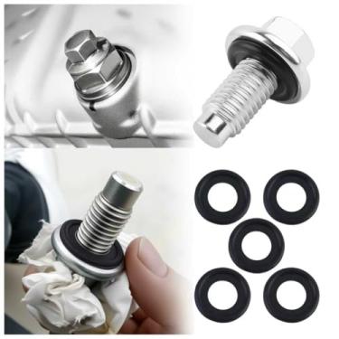 Imagem de M12 x 1,75 plugue de drenagem de óleo e kit de junta de drenagem de óleo substitui OEM 69011, plugues de drenagem de panelas de óleo de carro resistentes compatíveis com Buick GMC Lincoln, plugues de