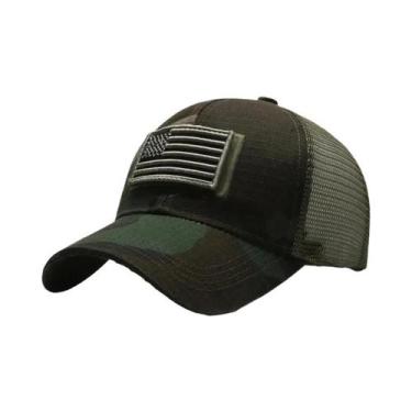 Imagem de Bandeira americana camuflagem adesivo bordado Baseball Cap Net Hat Men