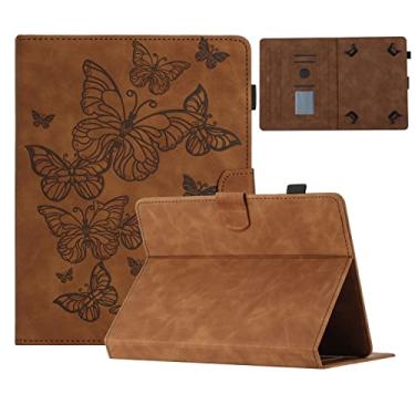 Imagem de Dteck Capa universal para tablet Samsung Galaxy/Lenovo Tab/Onn/Fire/iPad/Android 10 11 12 9,6/9,7/10/10,1/10,2/10,3/10,4/10,5 polegadas - linda capa de couro tipo borboleta com suporte/compartimentos