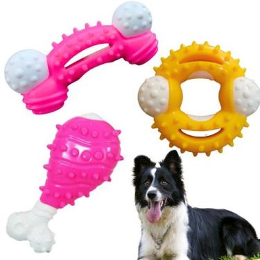 Imagem de Kit 3 Brinquedo Resistente Osso Cachorro Cão Pet Forte Grande Pet - Lo