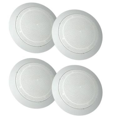 Imagem de Kit 4 Arandelas Redonda Branca 6 Polegadas Teto Gesso Tela Som Ambient