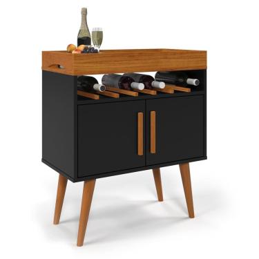 Imagem de Aparador Café Drink Pés Em Madeira Pinus Preto Caramelo