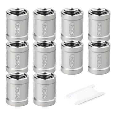 Imagem de GORAGUCHI 10 peças de aço inoxidável 304 encaixes de tubulação fêmea NPT 3/10.2 cm, acoplamento, rosqueado para combustível/ar/água/gás/óleo