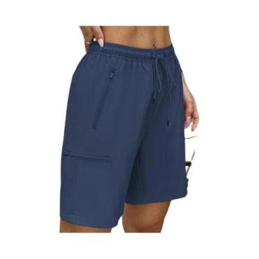 Imagem de Shorts Cargo Femininos Leves E Ajustáveis Para Caminhada Com Bolsos Co