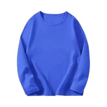 Imagem de Camiseta Infantil De Algodão, 8 Cores, Manga Comprida, Gola Redonda, P