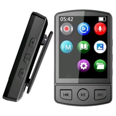Imagem de MP3 Player Bluetooth 5.0 Esportivo com Clipe, Tela Colorida 1,5 Polegadas, Suporta até 32GB, Gravação de Voz, Preto
