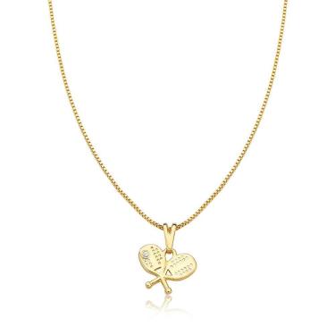 Imagem de Colar Raquetes Cruzadas Beach Tennis Revestido Em Ouro