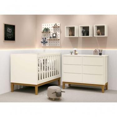 Imagem de Jogo De Quarto Para Bebê Classic New Areia Fosco Com Madeira - Moveisaqui