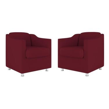Imagem de Kit 02 Poltronas Decorativas Clinica Tecido Suede Balaqui Cor:Marsala