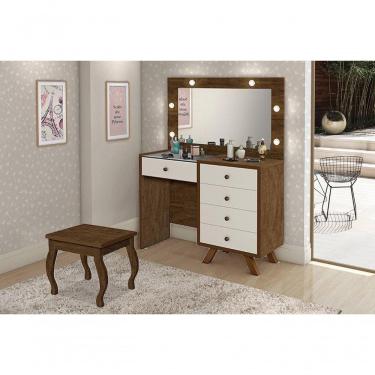 Imagem de Penteadeira Camarim Com Espelho E Led C/ Banqueta Off White