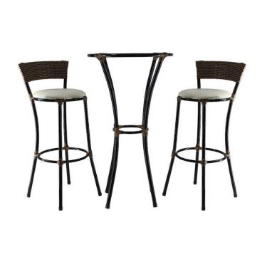 Imagem de Kit Bistrô 2 Banquetas Alta Forts Fibra Argila Branco Gelo