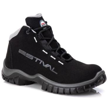 Imagem de Bota De Segurança Em Microfibra Preto e Cinza Bico Composite Estival -