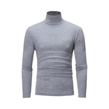 Imagem de Camiseta Térmica Masculina De Inverno Com Gola Alta E Ajuste Slim De M