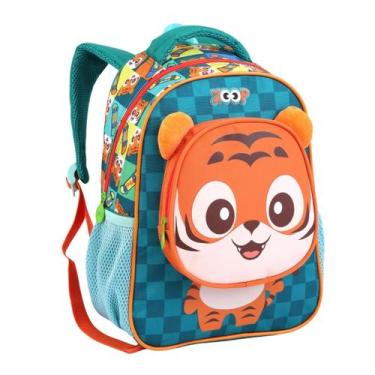 Imagem de Mochila Costas Creche Infantil Zoop Bichinhos Passeio Animal Cor:Tigre