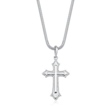 Imagem de Cordão De Prata 925 Corrente Rabo De Rato Pingente Cruz