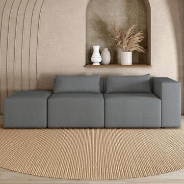 Imagem de Sofá 4 Lugares 323cm com Puff Esquerdo Fay Linho Grafite Z55 - Mpozenato