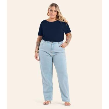 Imagem de Blusa Manga Curta Feminina Plus Size Secret Glam Azul, Plus G4, Azul