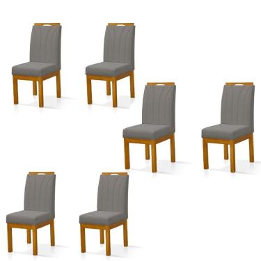 Imagem de Conjunto 6 Cadeiras Blend em Linho com Pés de Madeira Maciça