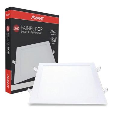 Imagem de Kit 10 Plafon De 18w 6500k Luz Branca Quadrado 22x22 Embutir