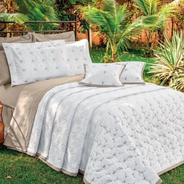 Imagem de Kit Cobre Leito Istambul Casal King Size 5 Peças Percal 100% Algodão Bordado - Branco