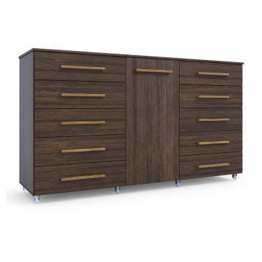 Imagem de Comoda 1 Porta 10 Gavetas Para Quarto Com Rodizio Imperial Capuccino - Batrol