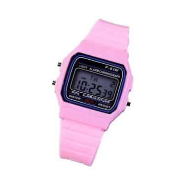 Imagem de Relógio Esportivo Digital Feminino Em Ouro Rosa Com Pulseira De Borrac