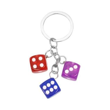 Imagem de Pingente De Metal Estilo Casino Unissex Com Dados Da Sorte, Chaveiro, 