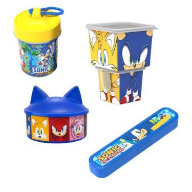 Imagem de Kit Volta as Aulas 5 Peças Lancheiras Potes E Estojo Lápis Porta Escov