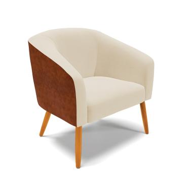 Imagem de Poltrona Decorativa Pé Palito Castanho Stella Nozes/Linho Bege D03 - D'Rossi