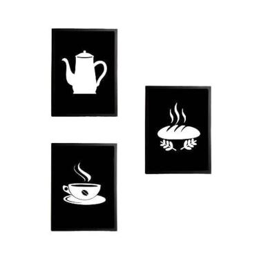 Imagem de Kit 3 Quadros Decorativos Time To Coffee 20X30Cm