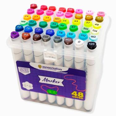 Imagem de Conjunto Canetinhas Coloridas Ponta Dupla 48 Cores 10073766 - ZonaCriativa