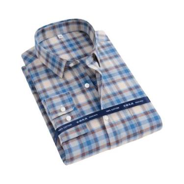 Imagem de Camisa Oxford Masculina De Manga Longa 100% Algodão Confortável Respir