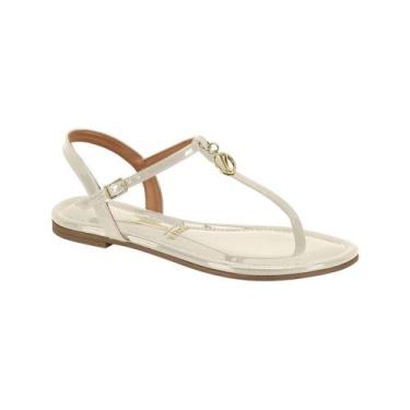 Imagem de Sandália Rasteira Vizzano Confortável Com Pingente, 38, Off white