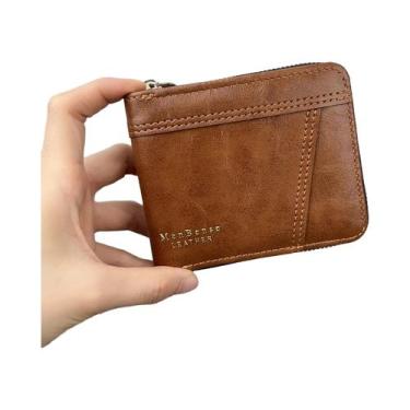 Imagem de Carteira Masculina Retrô Curta Com Zíper Para Negócios, Porta-Cartões 