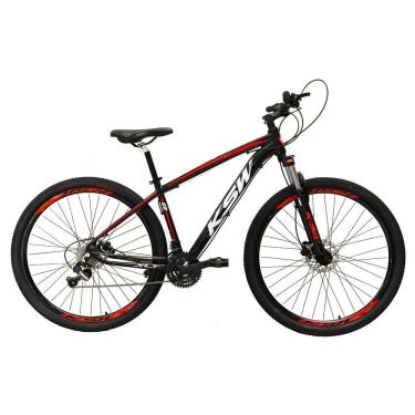 Imagem de   Bicicleta Aro 29 Ksw Xlt Câmbios Shimano 24v K7 Freios Hidráulicos Garfo Com Trava - Preto\Vermelho\Branco