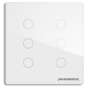 Imagem de Interruptor Inteligente 4x4 Wi-Fi 6 botões Touch Alexa Google Home Smart Life NovaDigital Branco