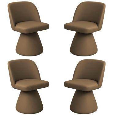 Imagem de Kit 04 Cadeiras De Jantar Base Giratória Liz Corano Marrom - Nexta Casa