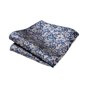 Imagem de Lenço De Bolso Azul Marinho Paisley Floral Para Homens, Para Casamento