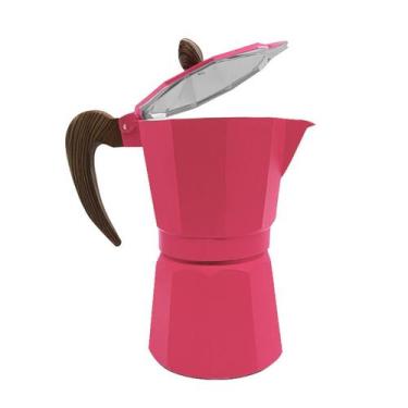Imagem de Cafeteira Italiana Alumínio Rosa 6 Xicaras Expresso 300ml - CLICK HOUS