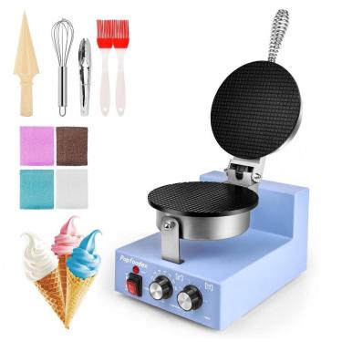 Imagem de Máquina para Casquinha de Sorvete Comercial POPFOODEX Azul Placa Antiaderente 20 cm 1200W 120V